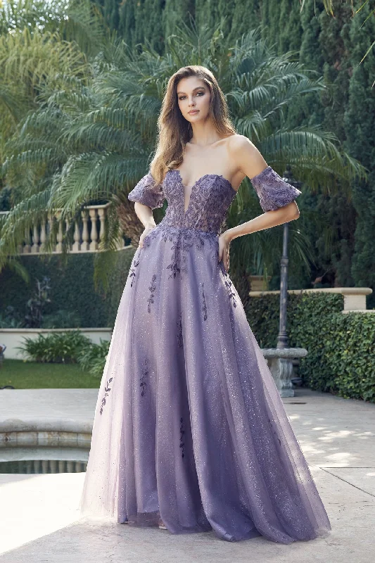 Juliet 2409 Long Formal Detachable Sleeves Prom Dress