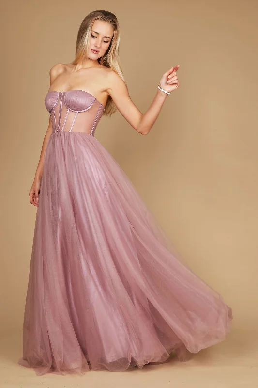 Corset Prom Party Dress Formal Ball Gown Mauve