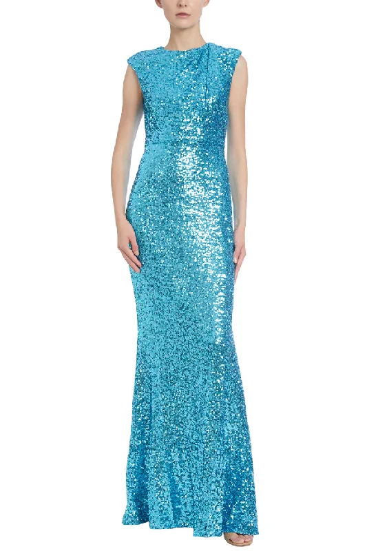 Badgley Mischka EG3841 Long Formal Sequined Mermaid Dress