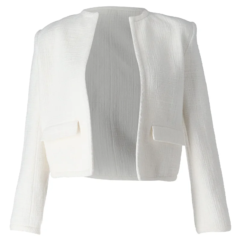 Theory Open Blazer in White Cotton Tweed