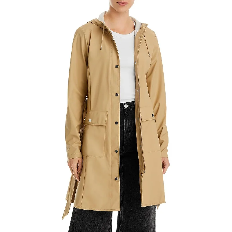 Womens Water Resistant Tie Belt Raincoat