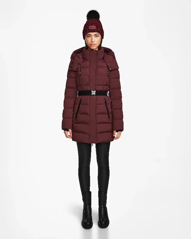 FRIDA M WOMEN'S MATTE BELTED MID-LENGTH DOWN PUFFER