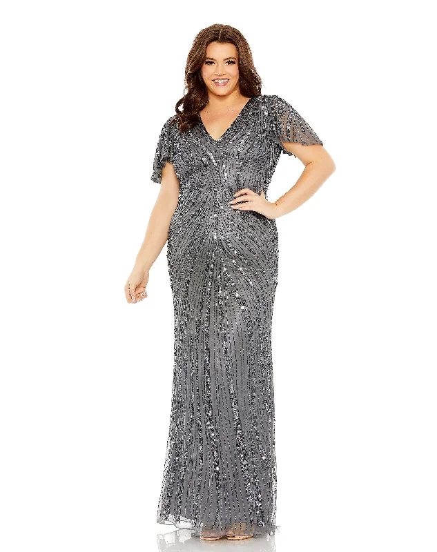 Mac Duggal 5945 Plus Size Sequins Long Formal Evening Dress