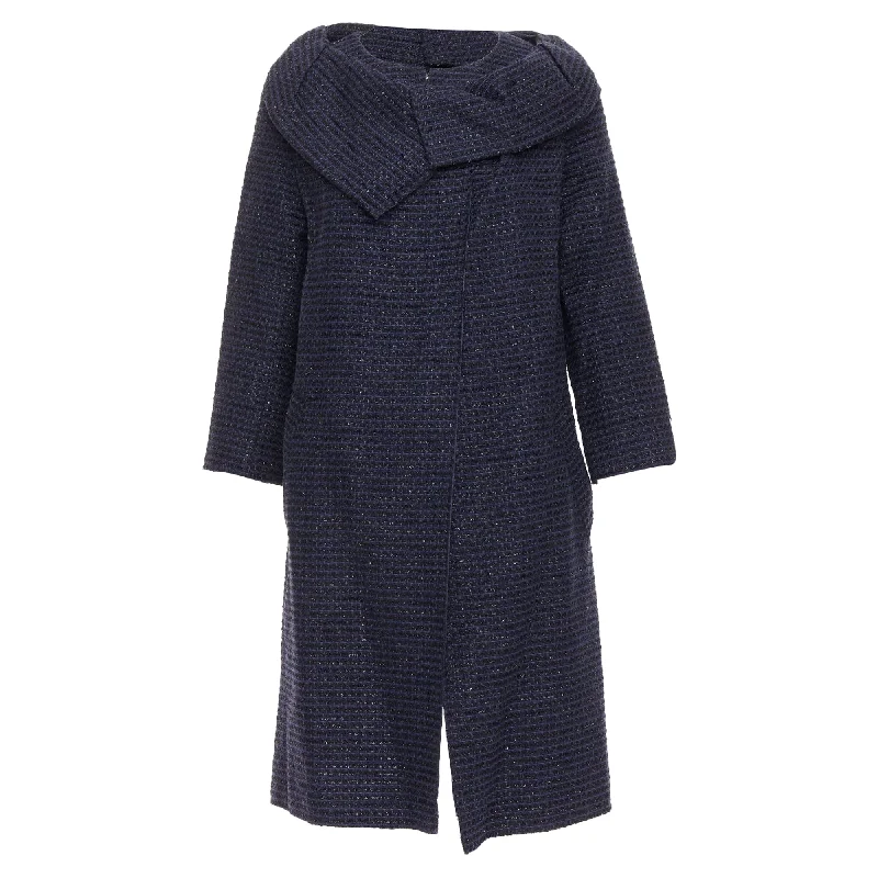 Roland Mouret Cotton Blend Tweed Collar Structural Coat