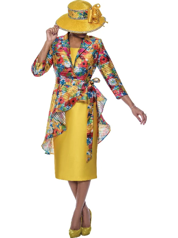 Divine Apparel DCC4692 Mother of the Bride Floral Jacket Midi Dress