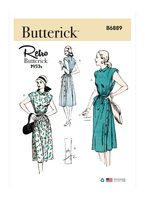 Butterick sewing pattern 6889 Fifties side buttoning Dress