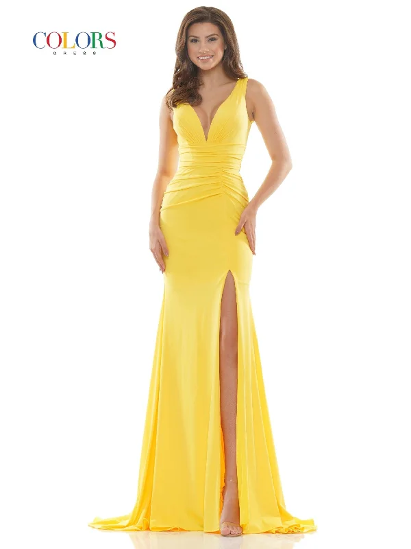 Colors 2694 Colors Long Sleeveless Formal Fitted Dress