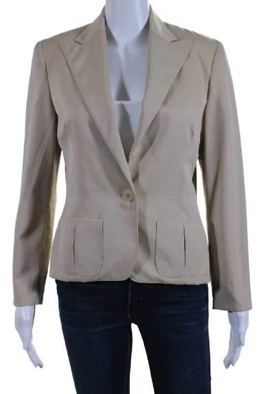 Ralph Lauren Collection Womens Wool Button Up Blazer Jacket Beige