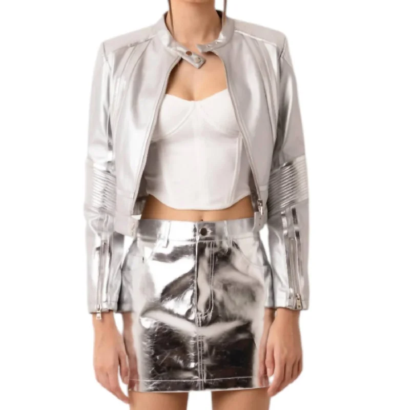 Cindy Racer Jacket In Silver