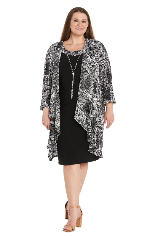 R&M Richards 1819W Mother of the Bride Short Printed Plus Size Dress