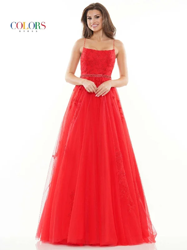 Colors 2532 Colors Long Spaghetti Strap Formal Prom Dress