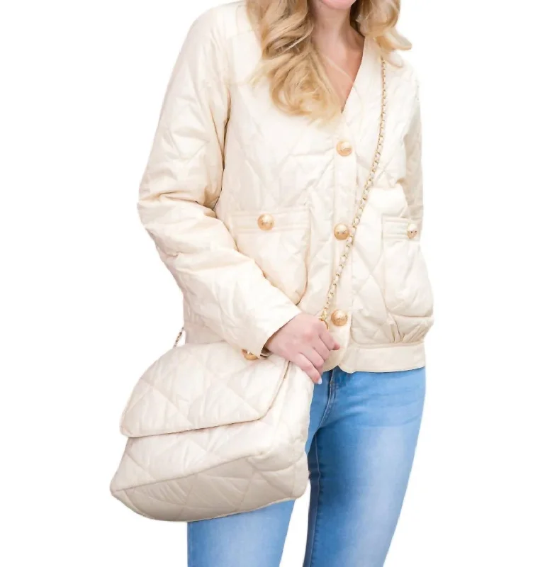 Johya Puff Jacket Matching Crossbody Bag In Beige