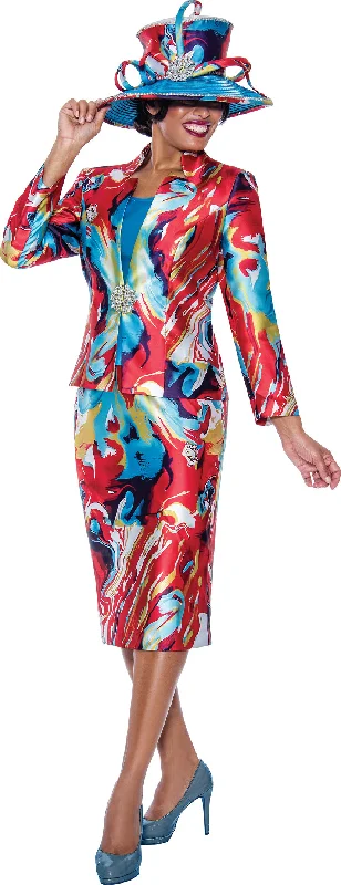 Divine Apparel G10193W Formal Plus Size Printed Tea Length Dress