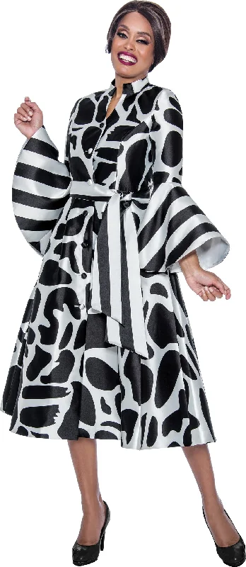 Divine Apparel DN12341W Plus Size Long Sleeve Printed Cocktail Dress