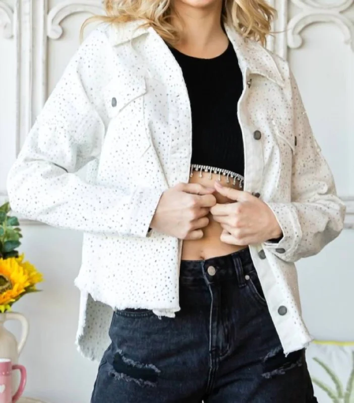 Sparkle Denim Jacket In White