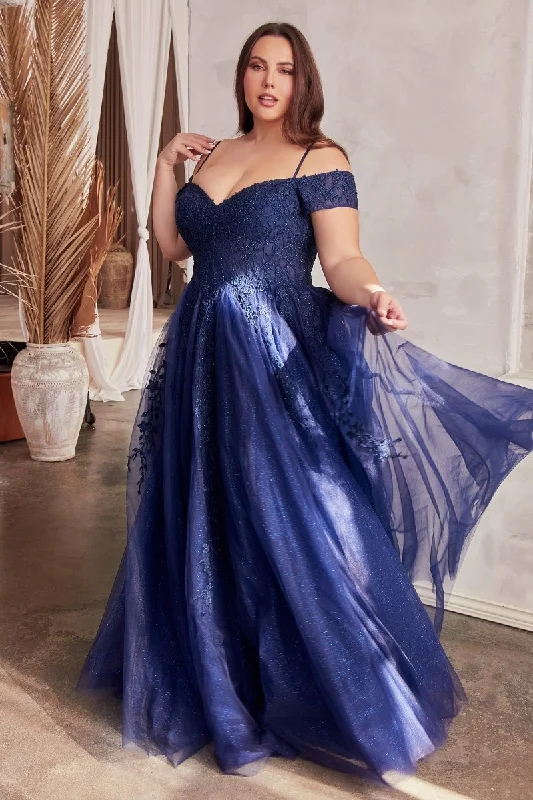 Cinderella Divine C154C Long A Line Plus Size Formal Prom Dress