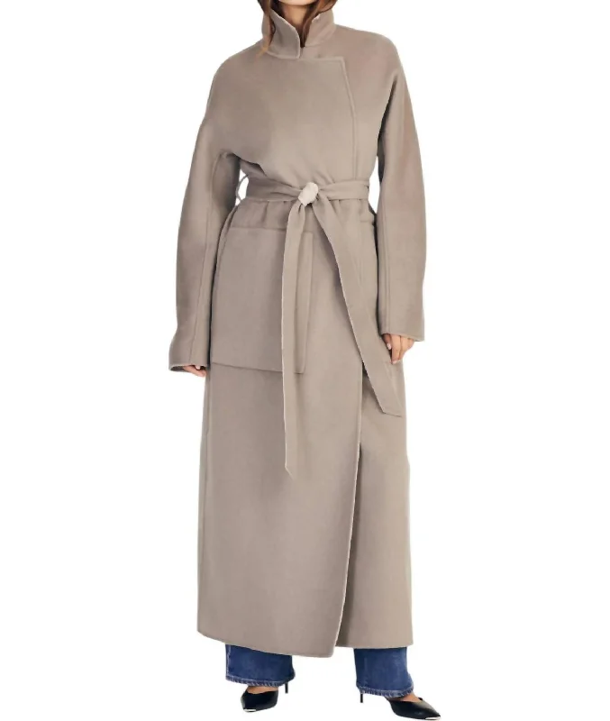 Leone Reversible Double Face Wool Coat In Grey Sage