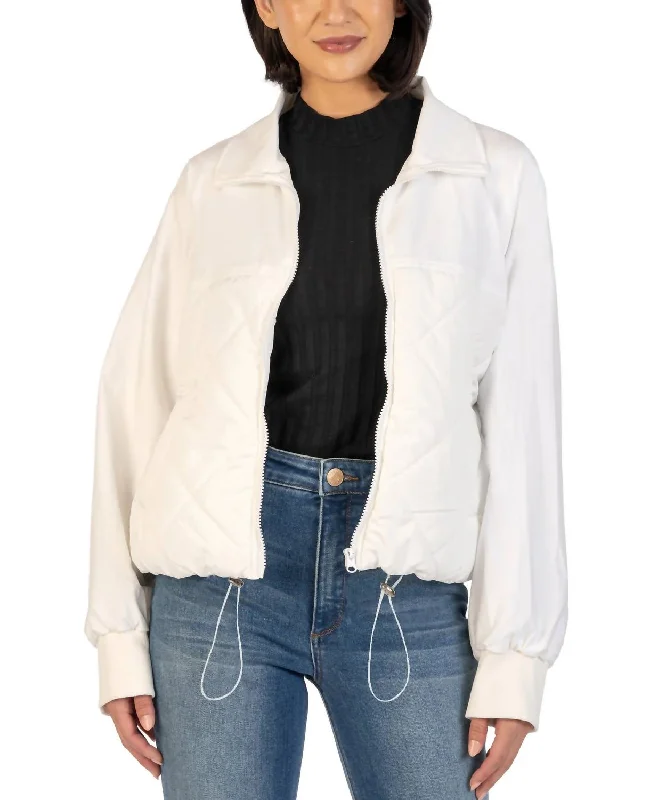 Adley Mixed Media Jacket In Off White