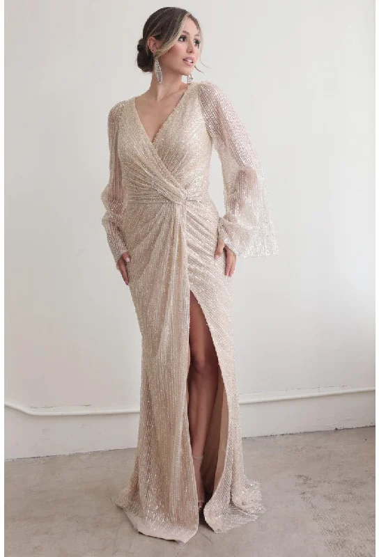 Terani Couture 242M3360 Sequins Long Sleeve Mother of the Bride Dress