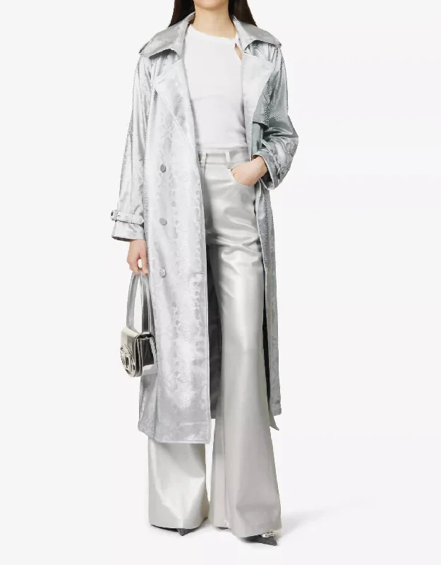 Vivienne Trench Coat In Silver