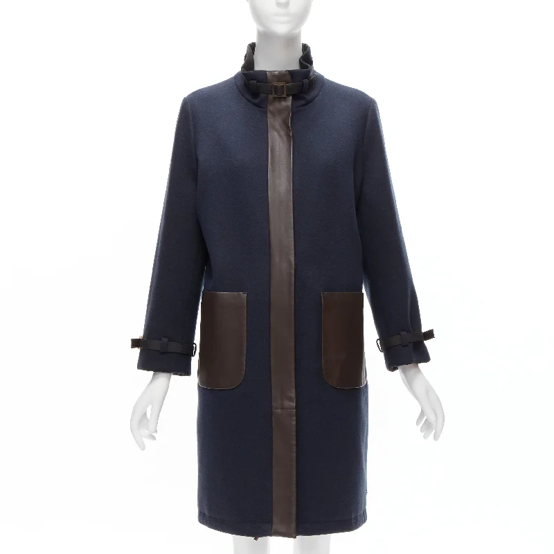 Loro Piana Storm System Reversible cashmere wool leather trimmed coat