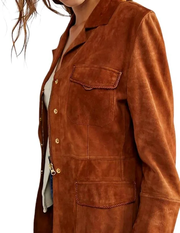 Meryl Washed Suede Jacket In Mustang