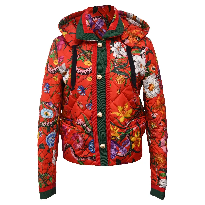 Gucci Floral Embellished Button Down Jacket in Multicolor Polyamide