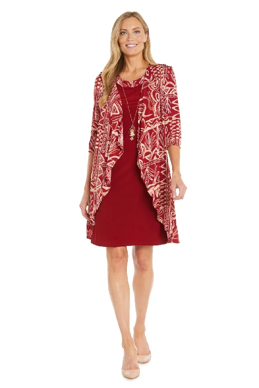 R&M Richards 3187P Short Mother of the Bride Printed Jacket Dress