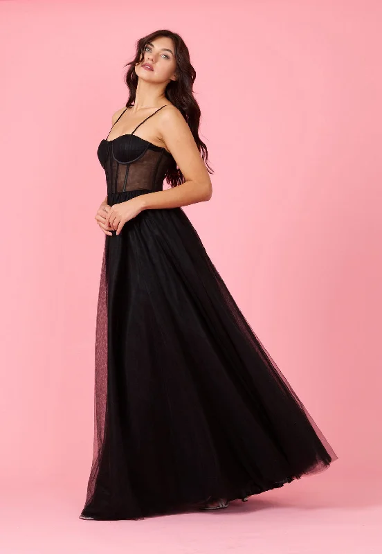 Corset Prom Party Dress Formal Ball Gown Black