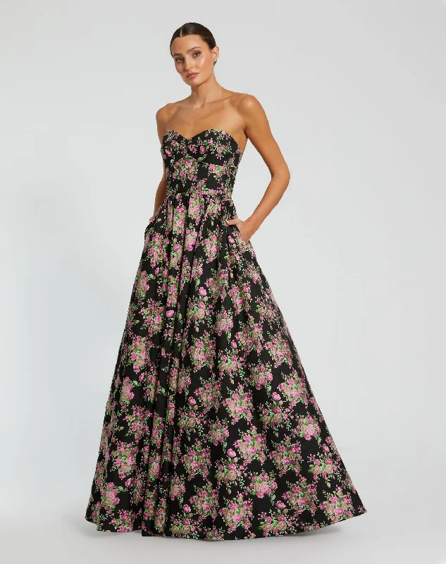 Mac Duggal 68780 Long Floral A Line Formal Prom Dress