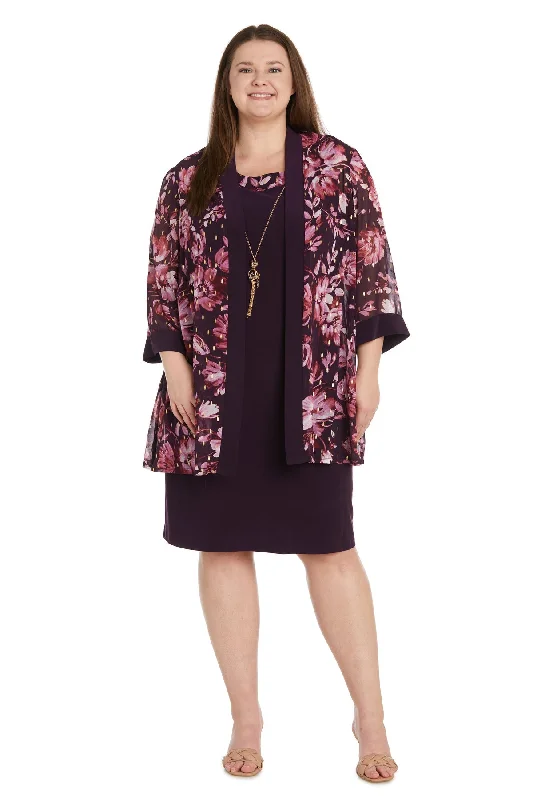 R&M Richards 9646W Short Printed Floral Jacket Mother of the Bride Dress