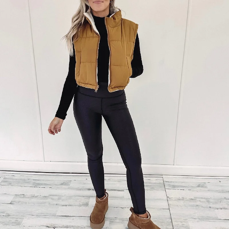 Charlotte Puffer Vest - Brown