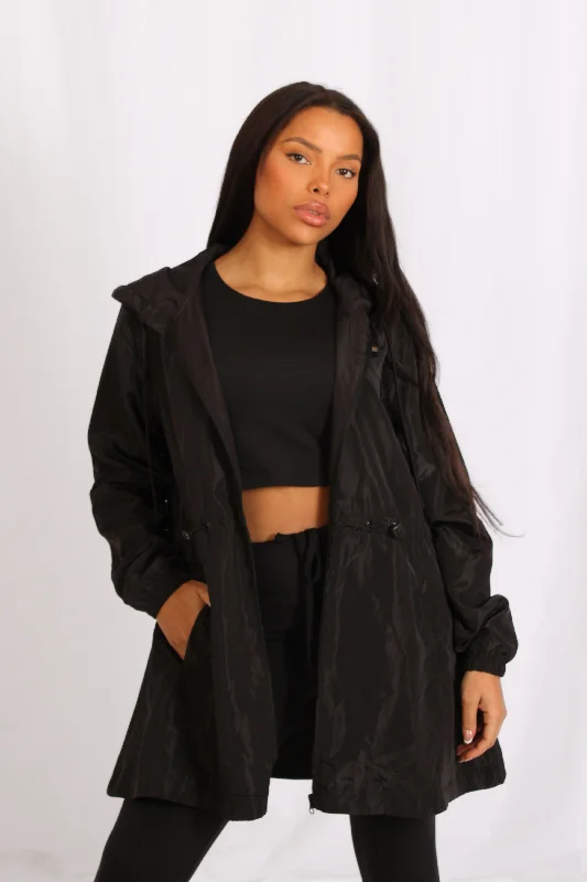 Lightweight Longline Zipped Jacket Black