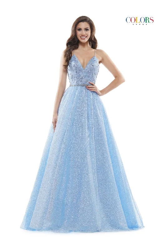 Colors 2480 Colors Long Formal Glitter Mesh Prom Dress