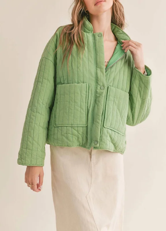 Kora Quilted Jacket In Washed Green