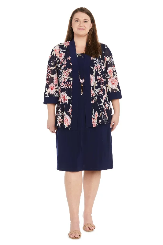 R&M Richards 1759W Plus Size Short Printed Jacket Dress