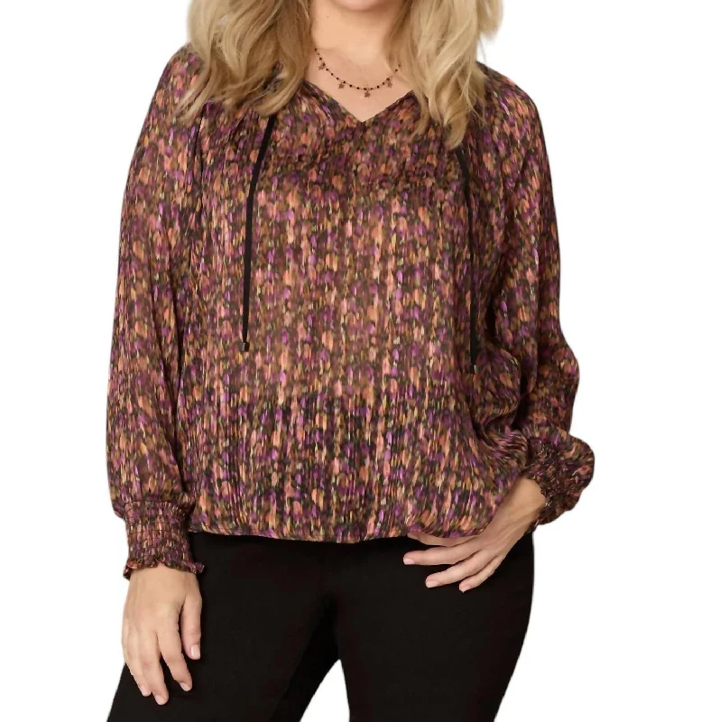 Woven Floral Top - Plus In Sunset Pur