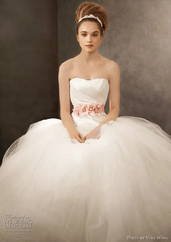 Closeout Vera Wang Ball Gown with Asymmetrically Draped Bodice Style
