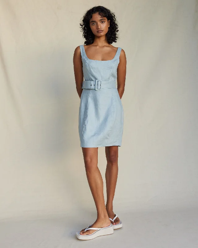 Season Finale Sale Silas Linen Mini Dress - Periwinkle