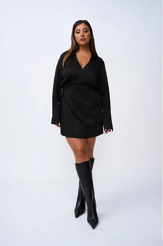 Anniversary Sale Portia Wrap Mini Dress | Final Sale - Black