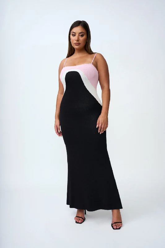 Instant Savings Rosa Curve Knit Dress | Final Sale- Ivory Pink Black