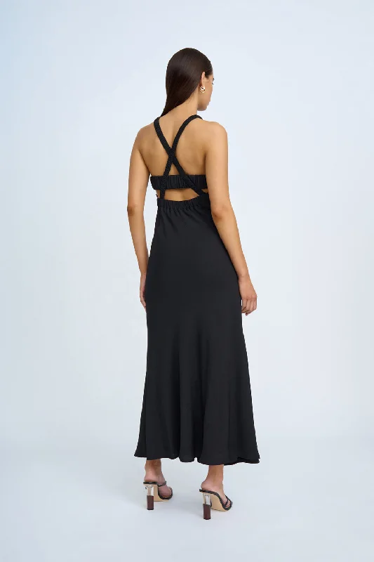 Get It Before It’s Gone Piper Bias Midi Dress | Final Sale - Black