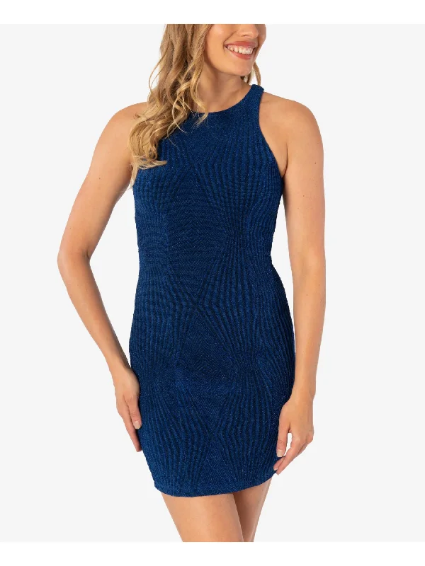 Fantastic Deals SPEECHLESS Womens Glitter Printed Sleeveless Halter Above The Knee Cocktail Sheath Dress