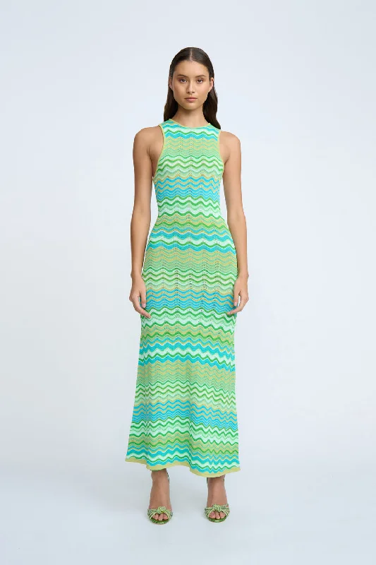 Super Sale Rayne Ripple Stripe Knit Dress | Final Sale - Green Multi