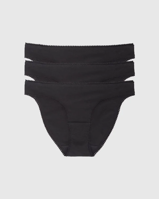 Cabana Cotton Bikini Underwear 3 Pack - Black Black Black