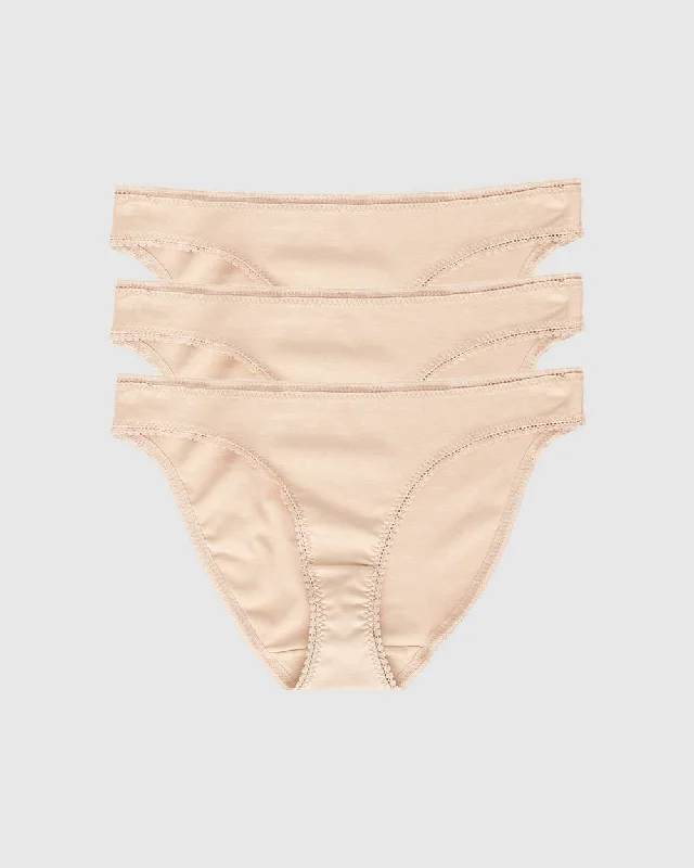 Cabana Cotton Bikini Underwear 3 Pack - Champagne Champagne Champagne