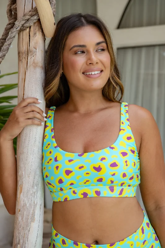 Gia Bikini Top Final Sale - Sour Sky Leopard