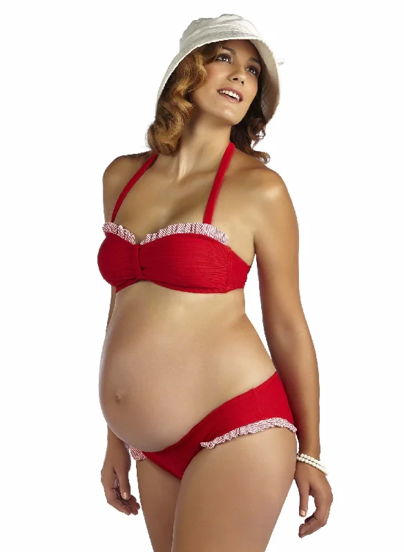 Montego Bay Ruffle Bikini Set Maternity Swimsuit - Red