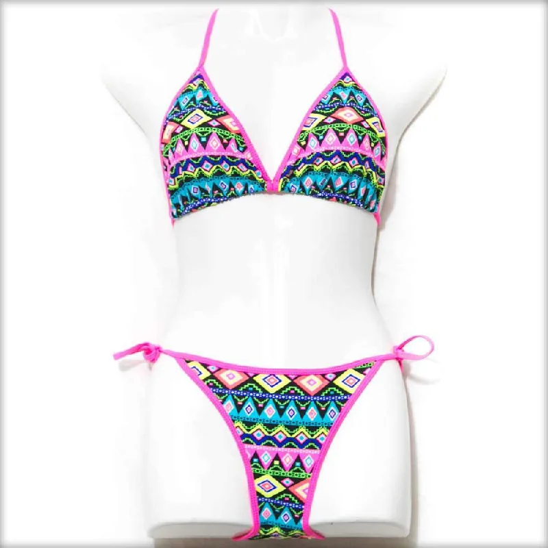 Multi Coloured Triangle Bikini Set