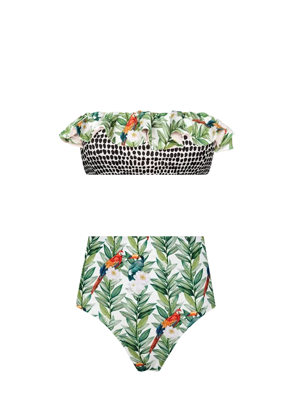 Parrots in Bloom 6-in-1 Ruffled Bikini Set